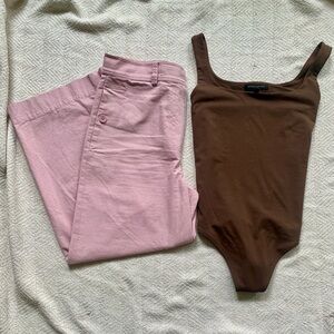 COS 100% Cotton Cropped Wide Leg Trousers Blush Pink